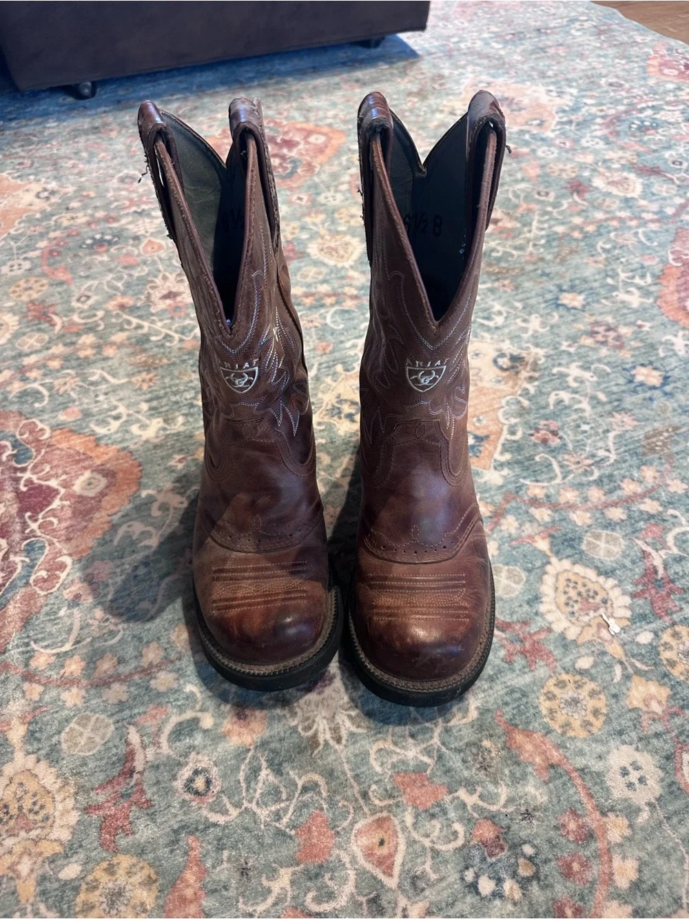 Ariat Brown Embroidered Leather Western Ankle Boots